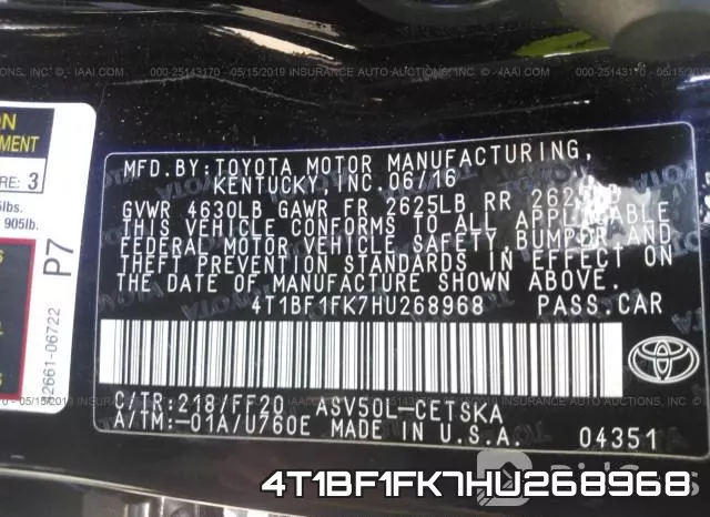 4T1BF1FK7HU268968 фото 10