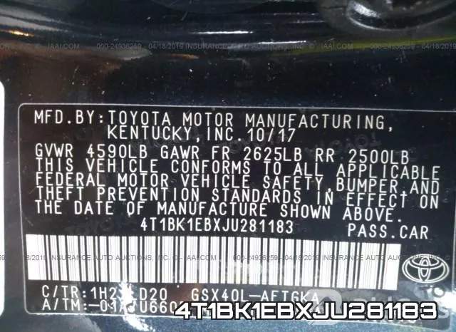 4T1BK1EBXJU281183 фото 10