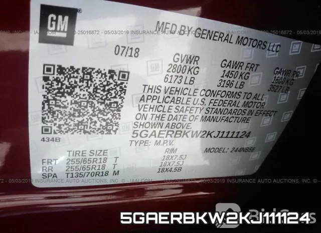 5GAERBKW2KJ111124 фото 10