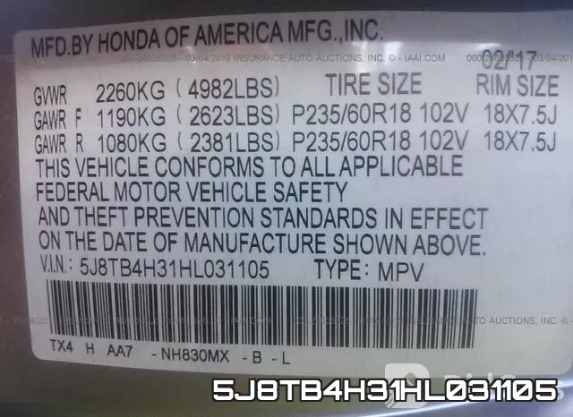5J8TB4H31HL031105 фото 10