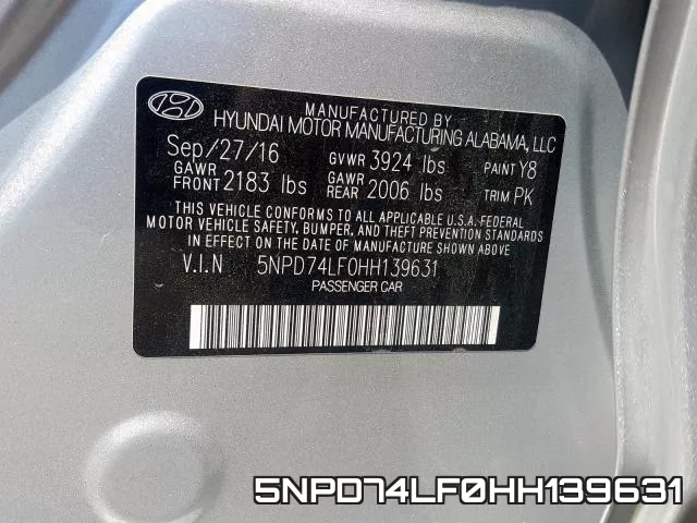 5NPD74LF0HH139631 фото 2