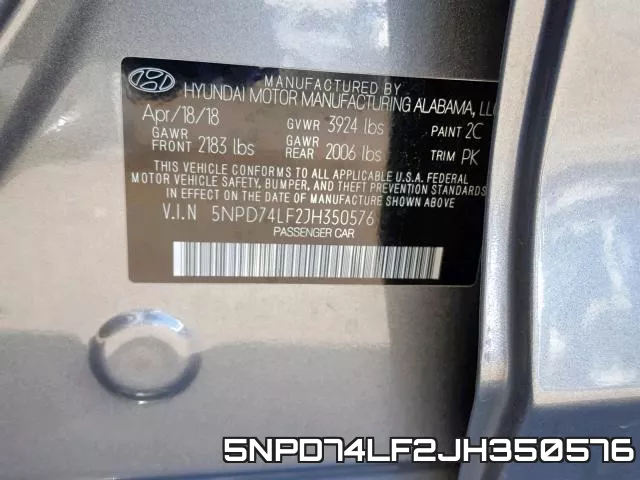 5NPD74LF2JH350576 фото 2