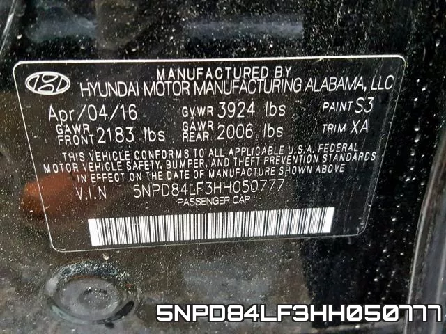 5NPD84LF3HH050777 фото 2