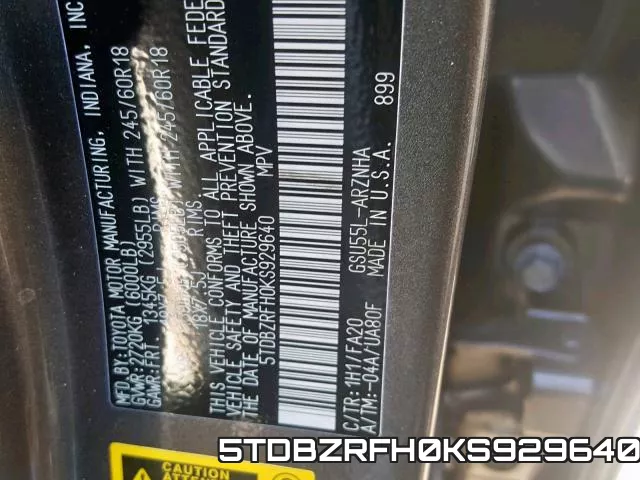 5TDBZRFH0KS929640 фото 2