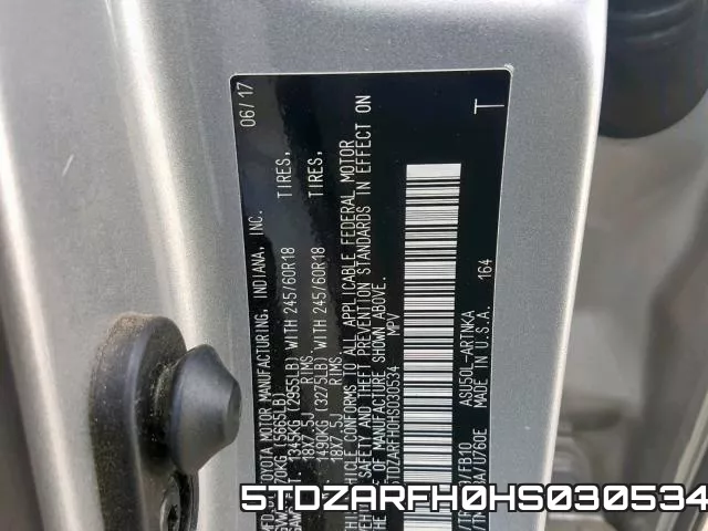5TDZARFH0HS030534 фото 2