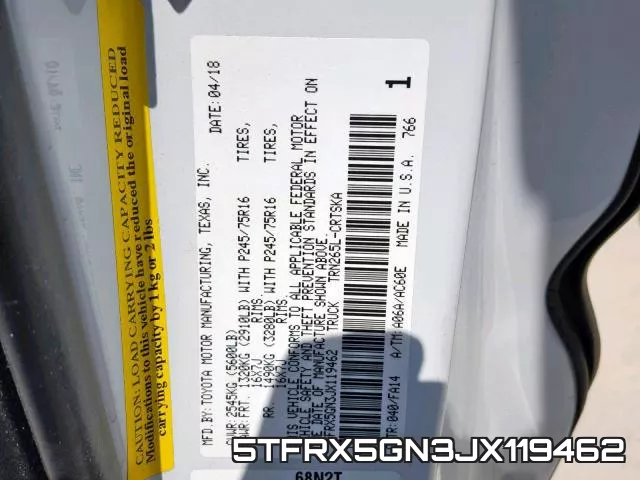 5TFRX5GN3JX119462 фото 2