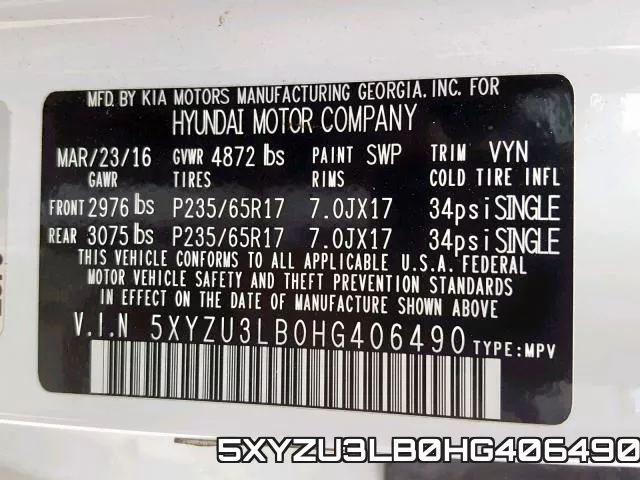 5XYZU3LB0HG406490 фото 2