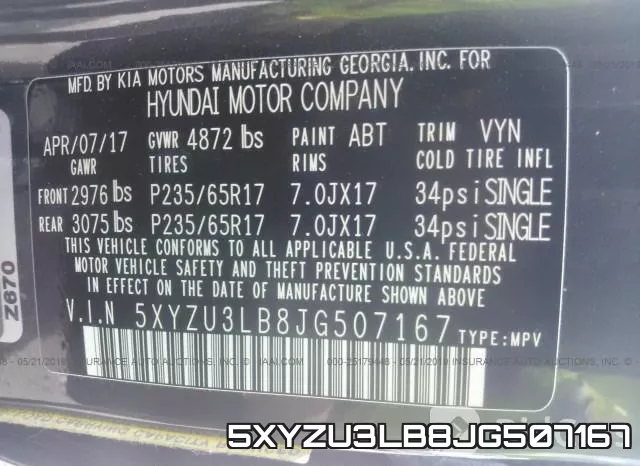 5XYZU3LB8JG507167 фото 10