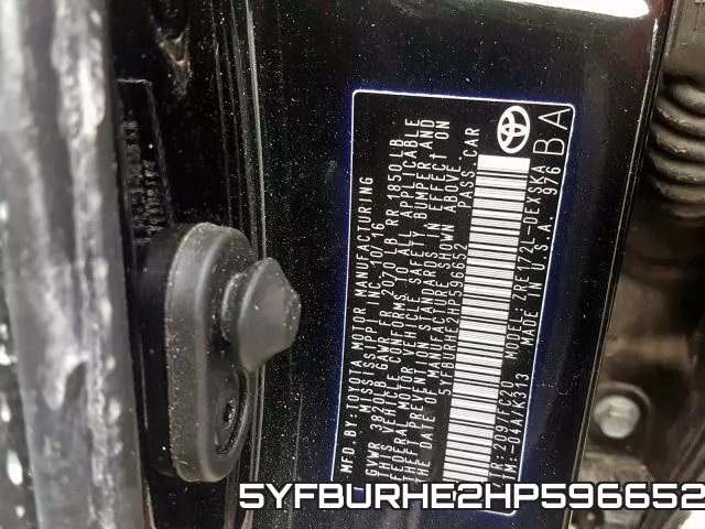 5YFBURHE2HP596652 фото 2