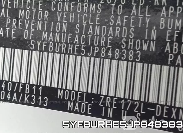 5YFBURHE5JP848383 фото 10
