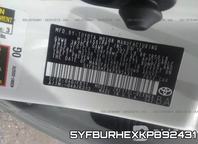 5YFBURHEXKP892431 фото 10