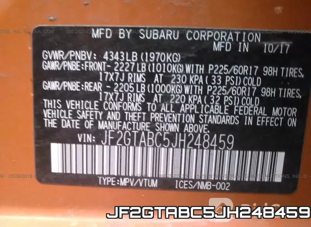 JF2GTABC5JH248459 фото 10