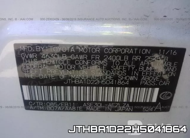 JTHBA1D22H5041864 фото 10
