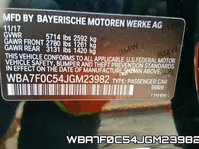 WBA7F0C54JGM23982 фото 2