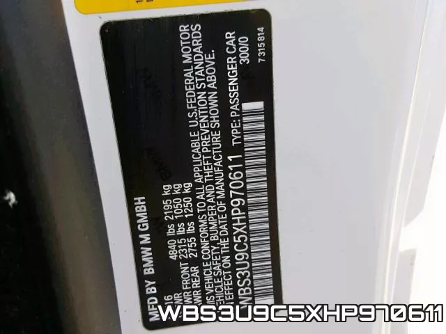 WBS3U9C5XHP970611 фото 2