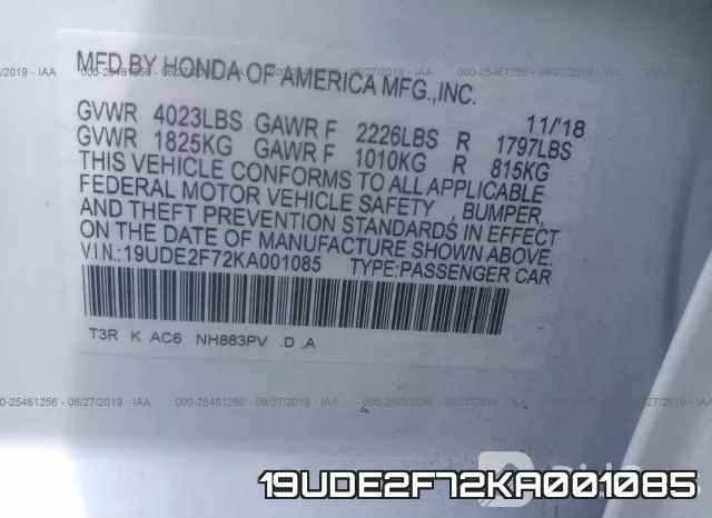 19UDE2F72KA001085 фото 9