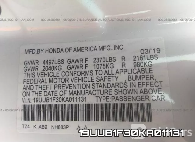 19UUB1F30KA011131 фото 10