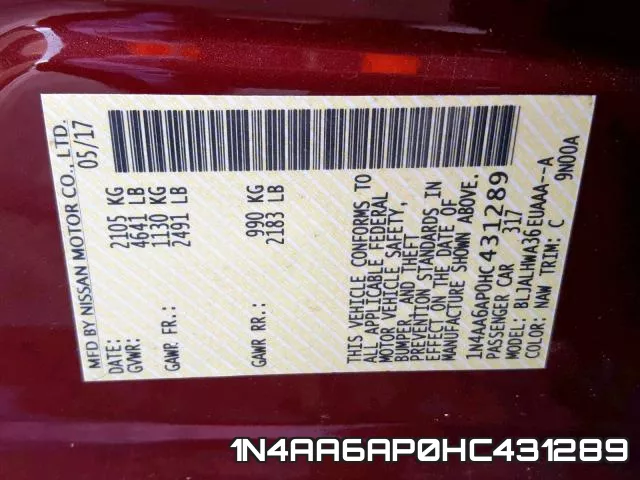 1N4AA6AP0HC431289 фото 2