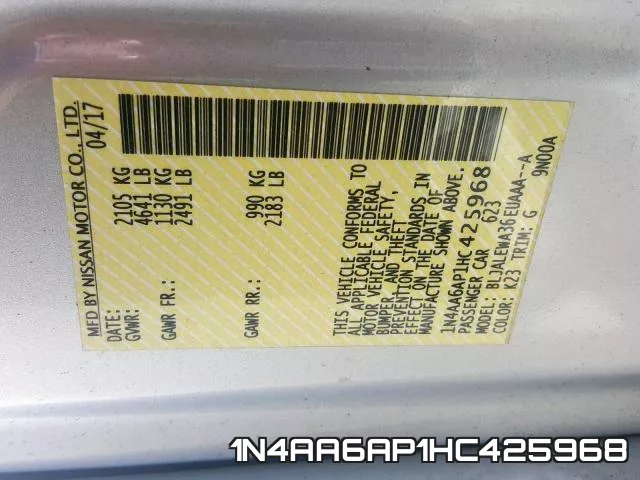 1N4AA6AP1HC425968 фото 2