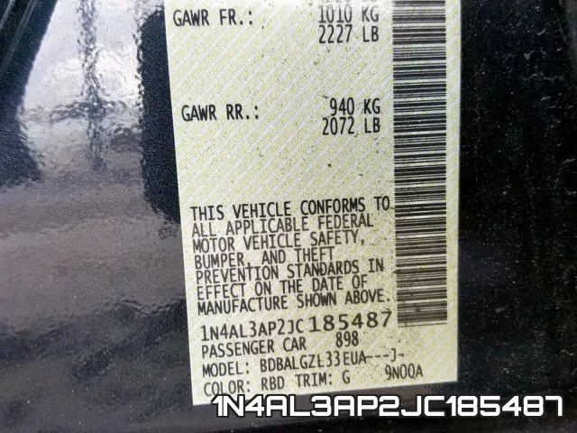 1N4AL3AP2JC185487 фото 2