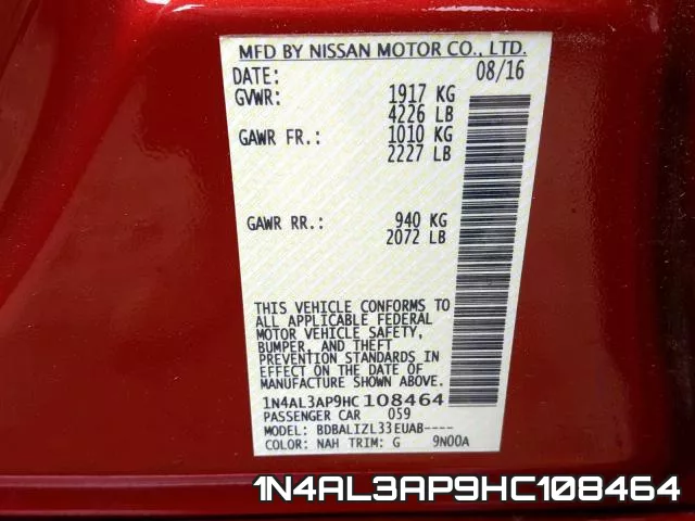 1N4AL3AP9HC108464 фото 2