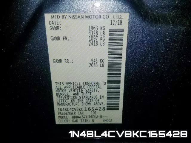 1N4BL4CV8KC165428 фото 2