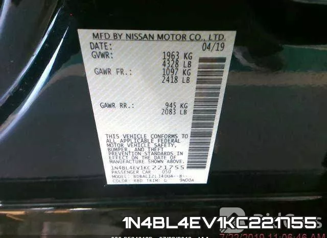 1N4BL4EV1KC221755 фото 10