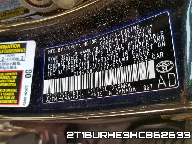 2T1BURHE3HC862633 фото 2