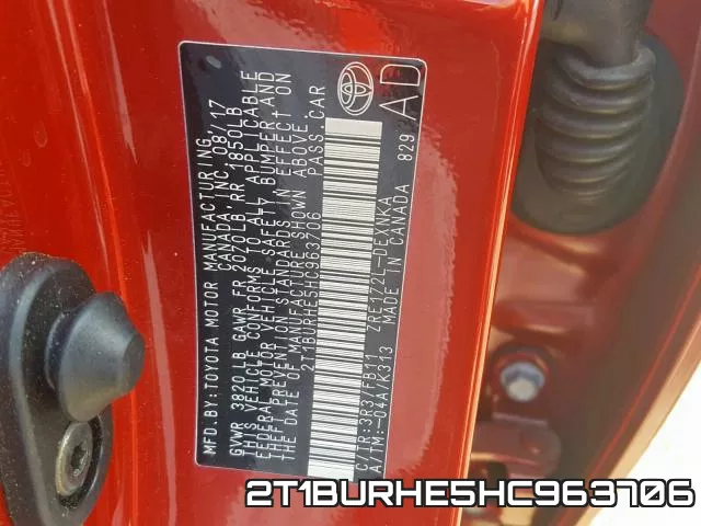 2T1BURHE5HC963706 фото 2