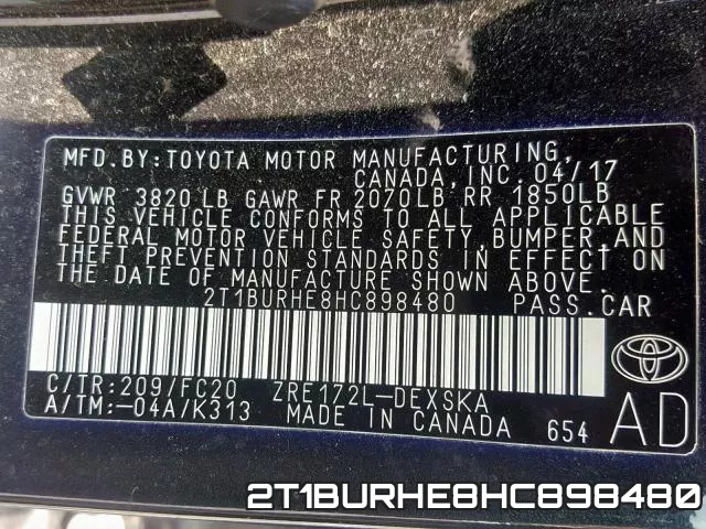 2T1BURHE8HC898480 фото 2