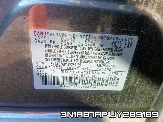 3N1AB7AP1JY289189 фото 2