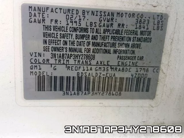3N1AB7AP3HY278608 фото 2