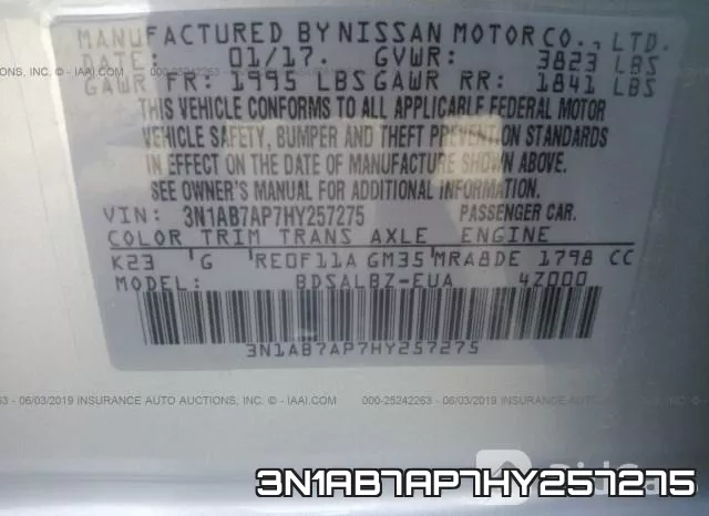 3N1AB7AP7HY257275 фото 10