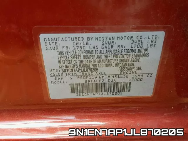 3N1CN7AP1JL870205 фото 2