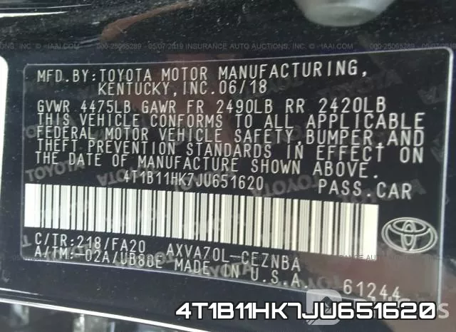 4T1B11HK7JU651620 фото 9