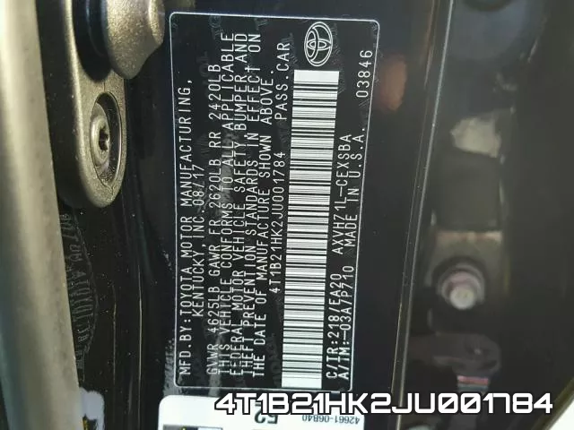 4T1B21HK2JU001784 фото 2