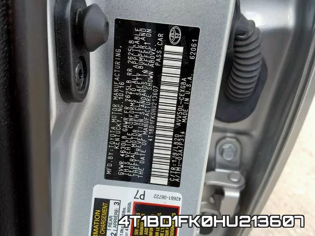4T1BD1FK0HU213607 фото 2