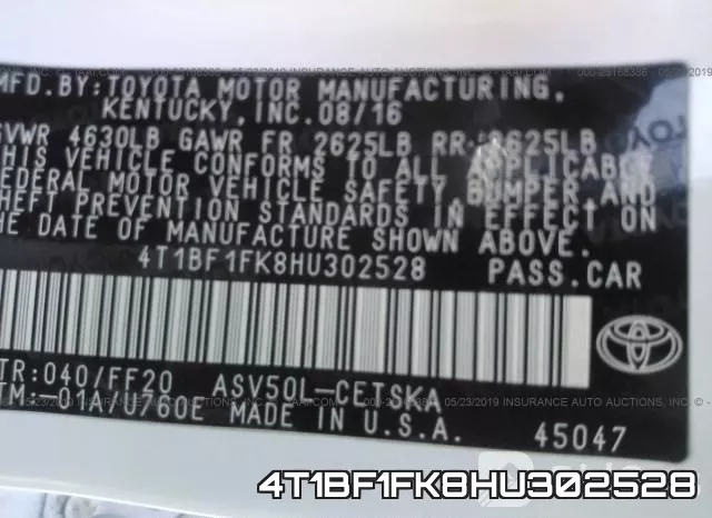 4T1BF1FK8HU302528 фото 9