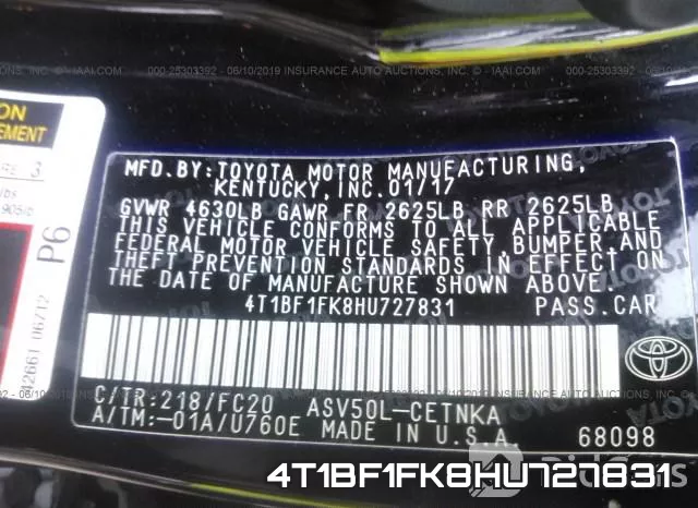 4T1BF1FK8HU727831 фото 10