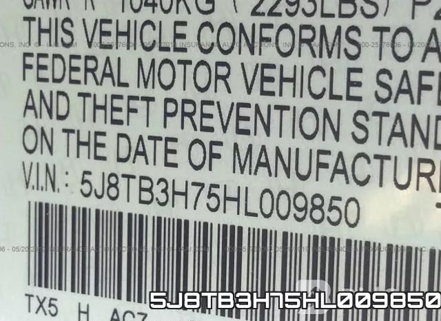 5J8TB3H75HL009850 фото 10