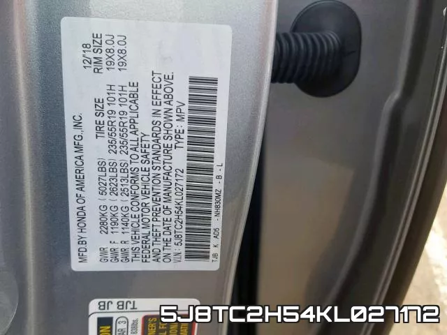 5J8TC2H54KL027172 фото 2