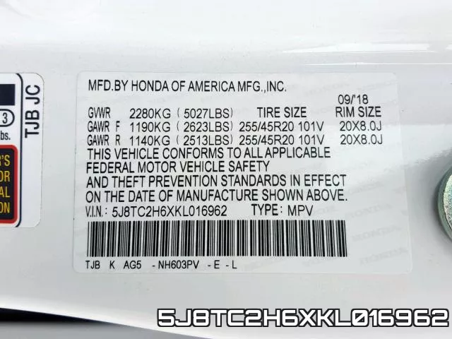 5J8TC2H6XKL016962 фото 2