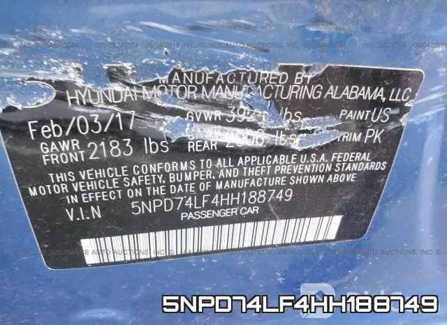 5NPD74LF4HH188749 фото 10