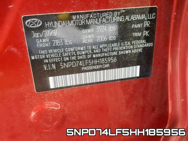 5NPD74LF5HH185956 фото 2