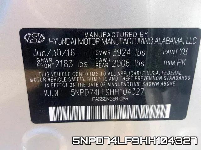 5NPD74LF9HH104327 фото 2