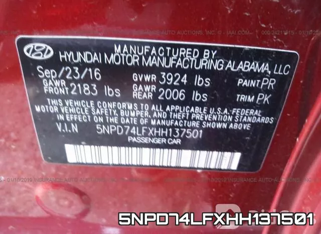 5NPD74LFXHH137501 фото 10