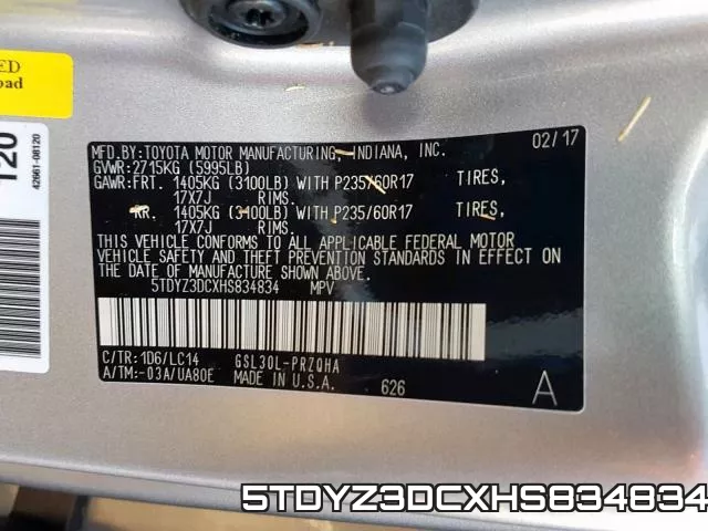 5TDYZ3DCXHS834834 фото 2