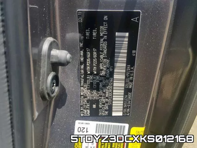 5TDYZ3DCXKS012168 фото 2