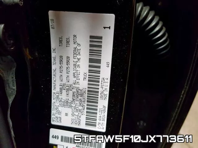5TFAW5F10JX773611 фото 2