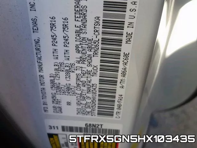 5TFRX5GN5HX103435 фото 2
